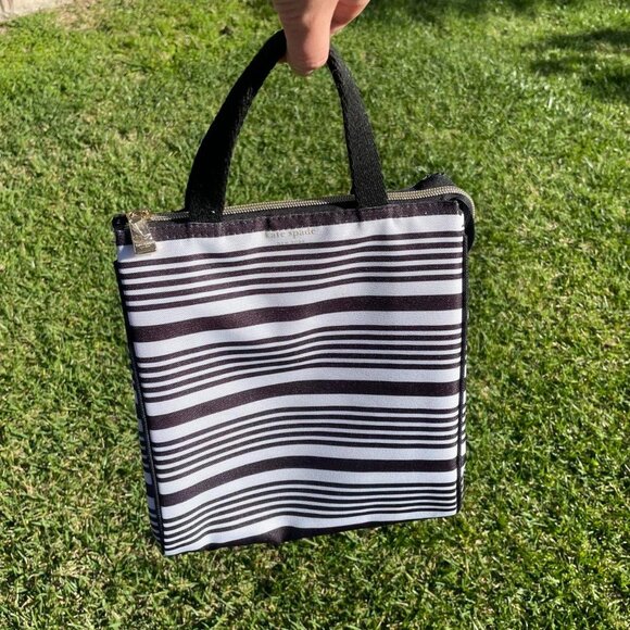 Kate Spade black and white striped lunch bag - Picture 1 of 7